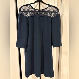 Zara Deep Blue Lace Midi Dress